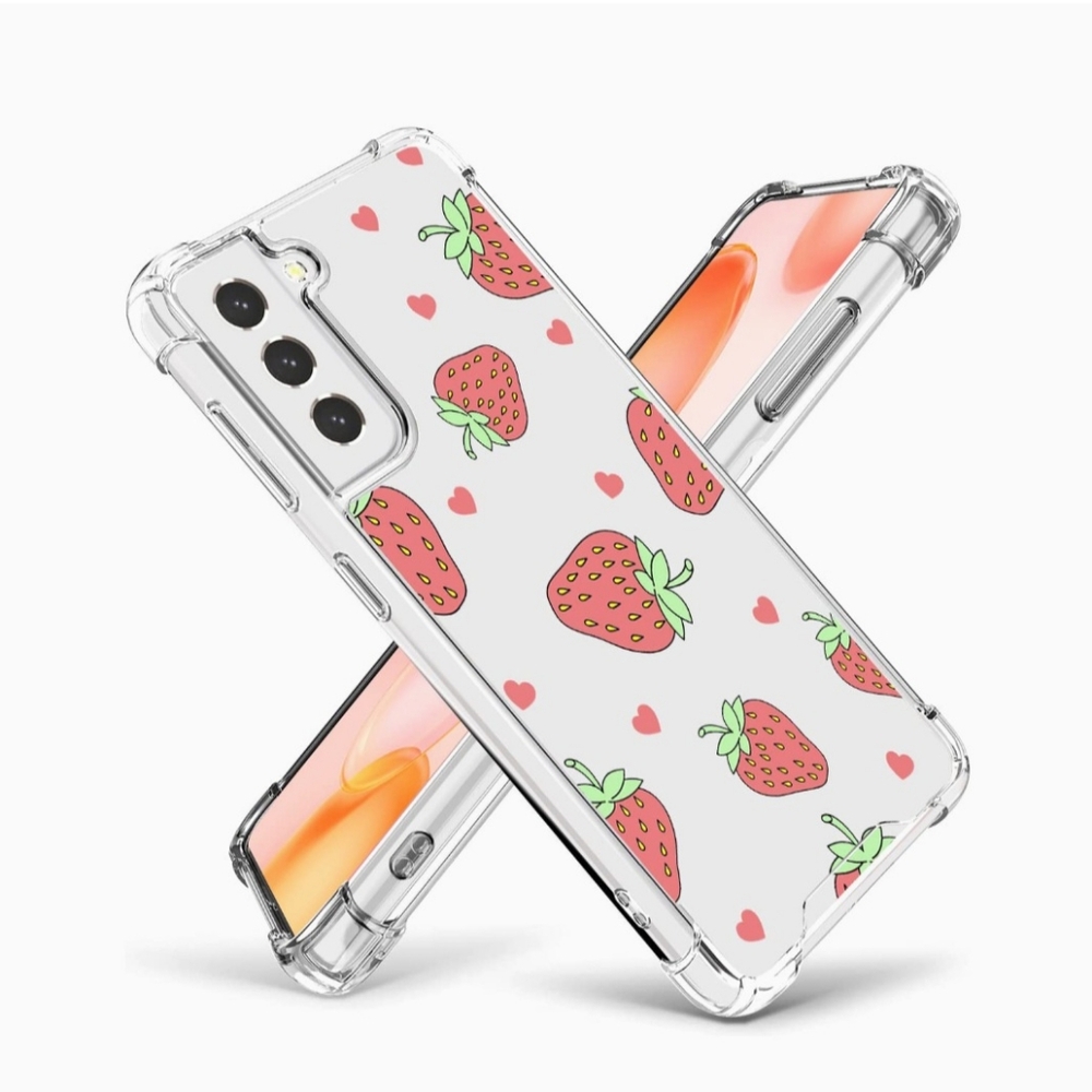 Samsung Galaxy S21 FE Crystal Clear Strawberry Case
